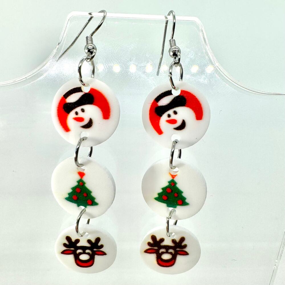 Christmas Cookie Earrings - Holiday Earrings - Christmas Accessories - Snow Man